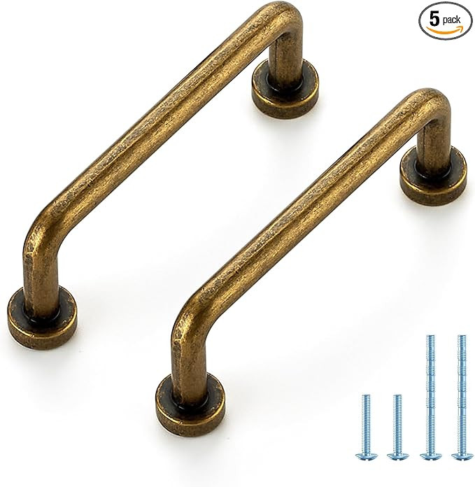 JOY DECOR Cabinet Pulls – 3 Inch Hole Center, Antique Brass, 5 Pack, Zinc Alloy Cabinet Handles... | Amazon (US)