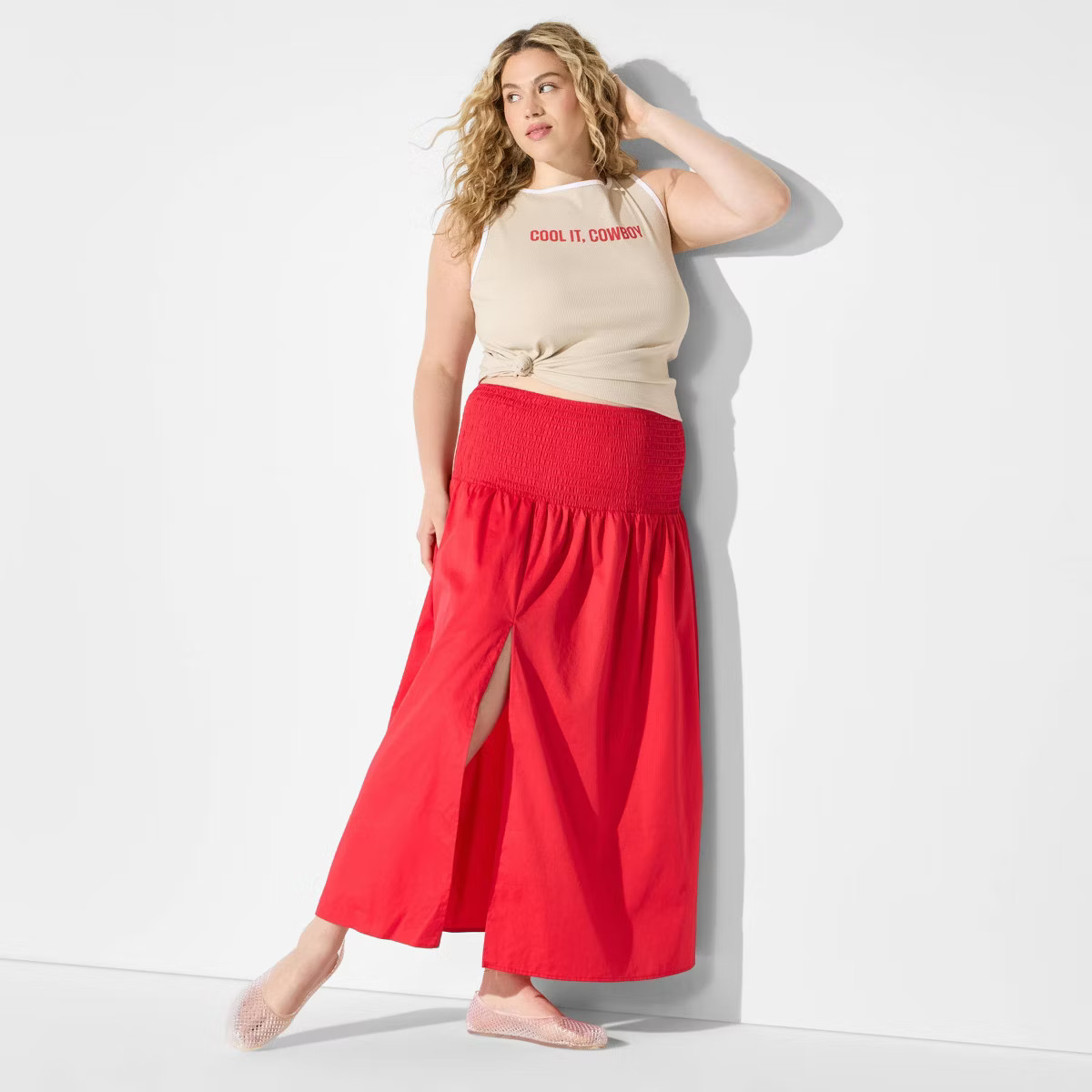 Women's Smocked Waist Maxi Skirt - Wild Fable™ White 2X | Target