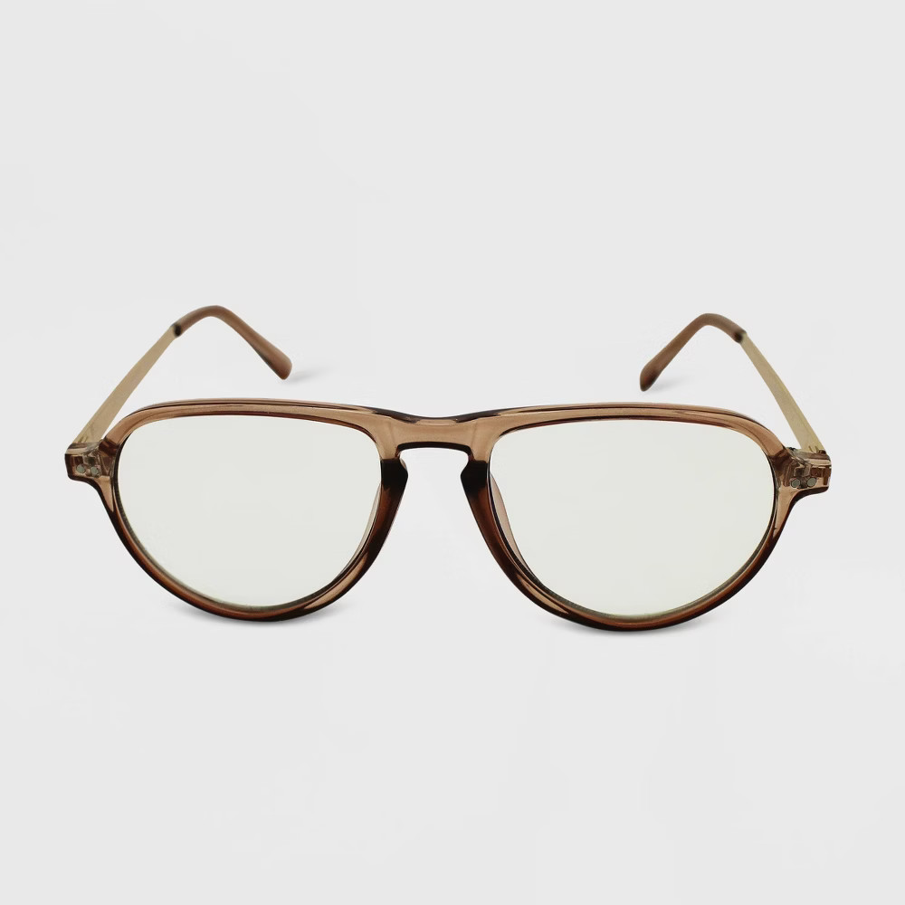 Women' Crytal Aviator Blue Light Filtering Glae - Wild Fable™ Brown | Target