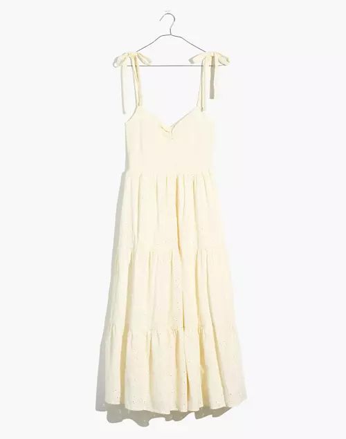Plus Eyelet Lucie Tie-Strap Tiered Midi Dress | Madewell