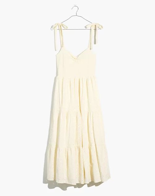 Plus Eyelet Lucie Tie-Strap Tiered Midi Dress | Madewell