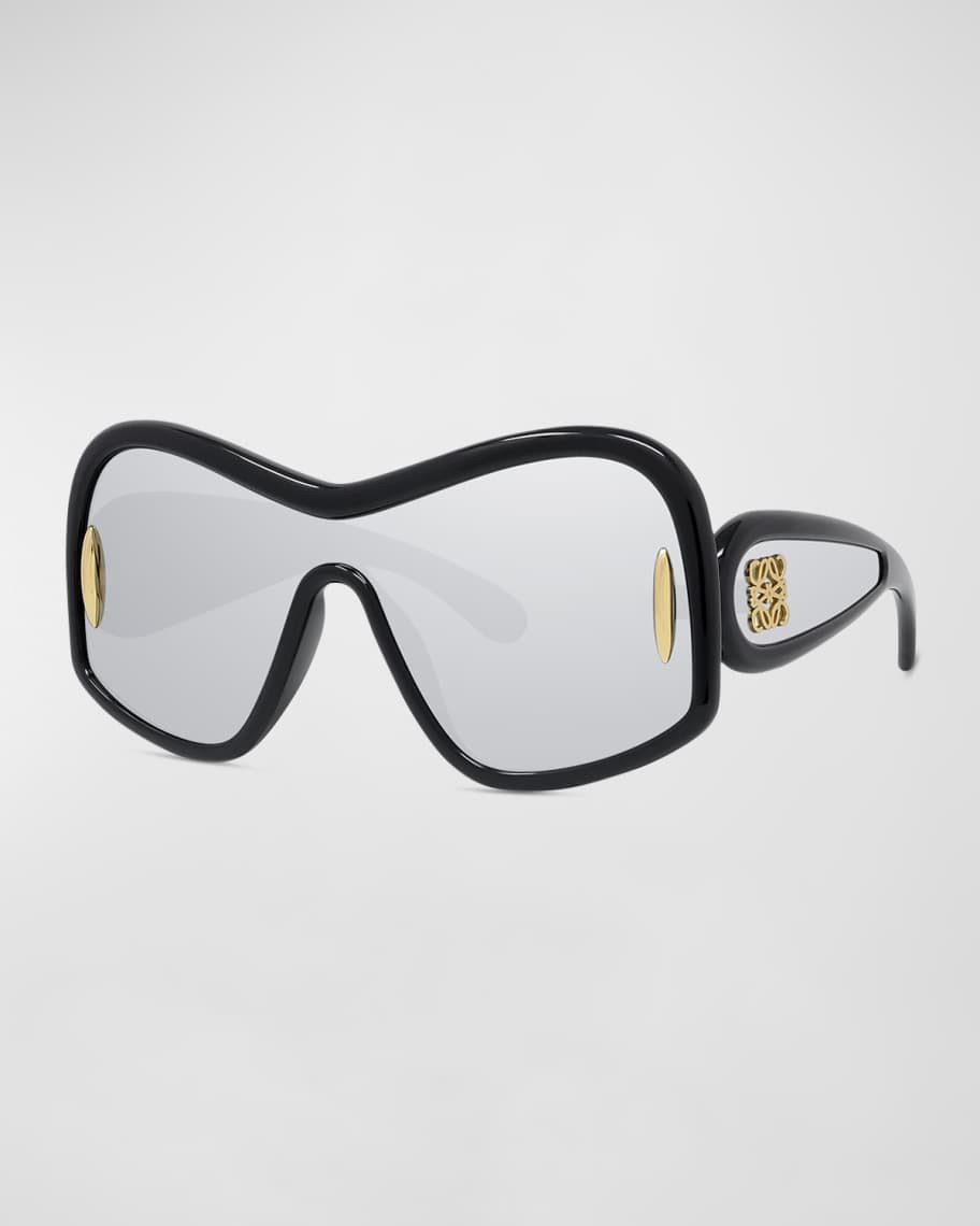 Loewe Anagram Mirrored Acetate Shield Sunglasses | Neiman Marcus