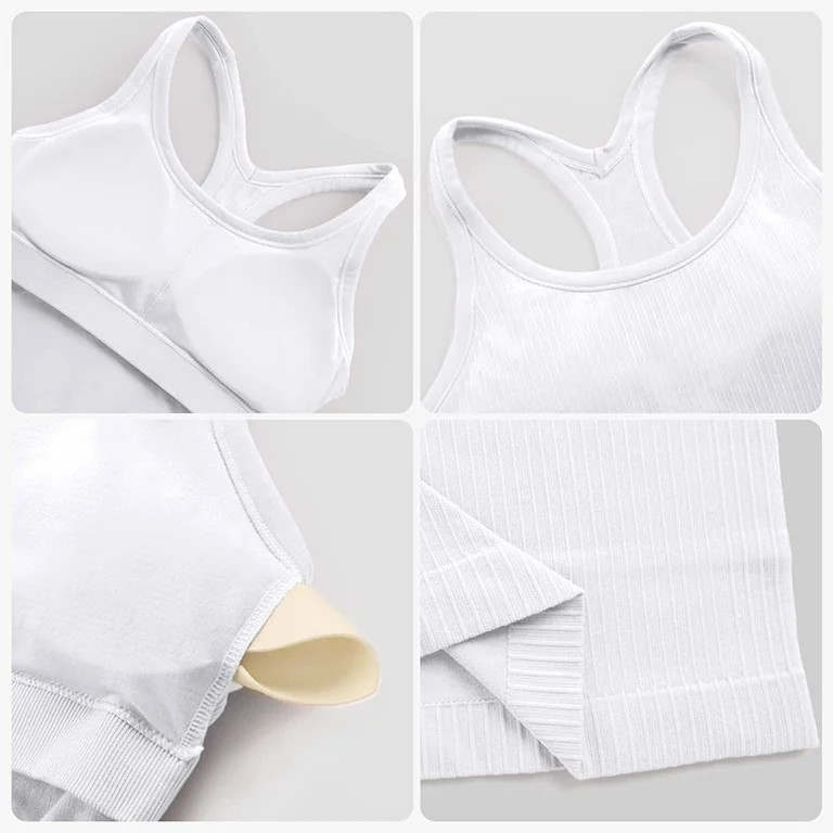 Women's Ribbed Workout Tank Tops with Built in Bra Racerback Athletic Top | Walmart (US)