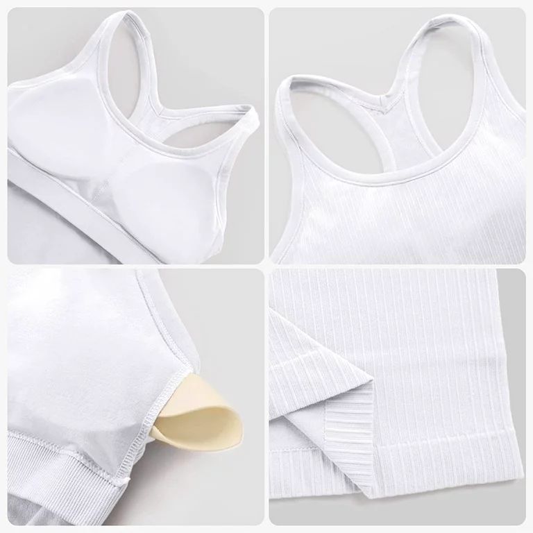 Women's Ribbed Workout Tank Tops with Built in Bra Racerback Athletic Top | Walmart (US)