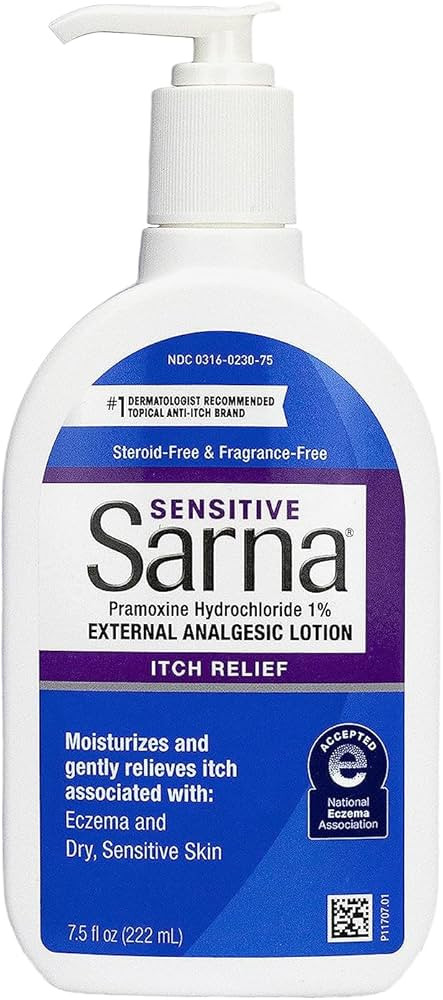 Sarna Sensitive Steroid-Free Anti-Itch Lotion for Dry Irritated Skin, Fragrance free - 7.5 Fl Oz | Amazon (US)