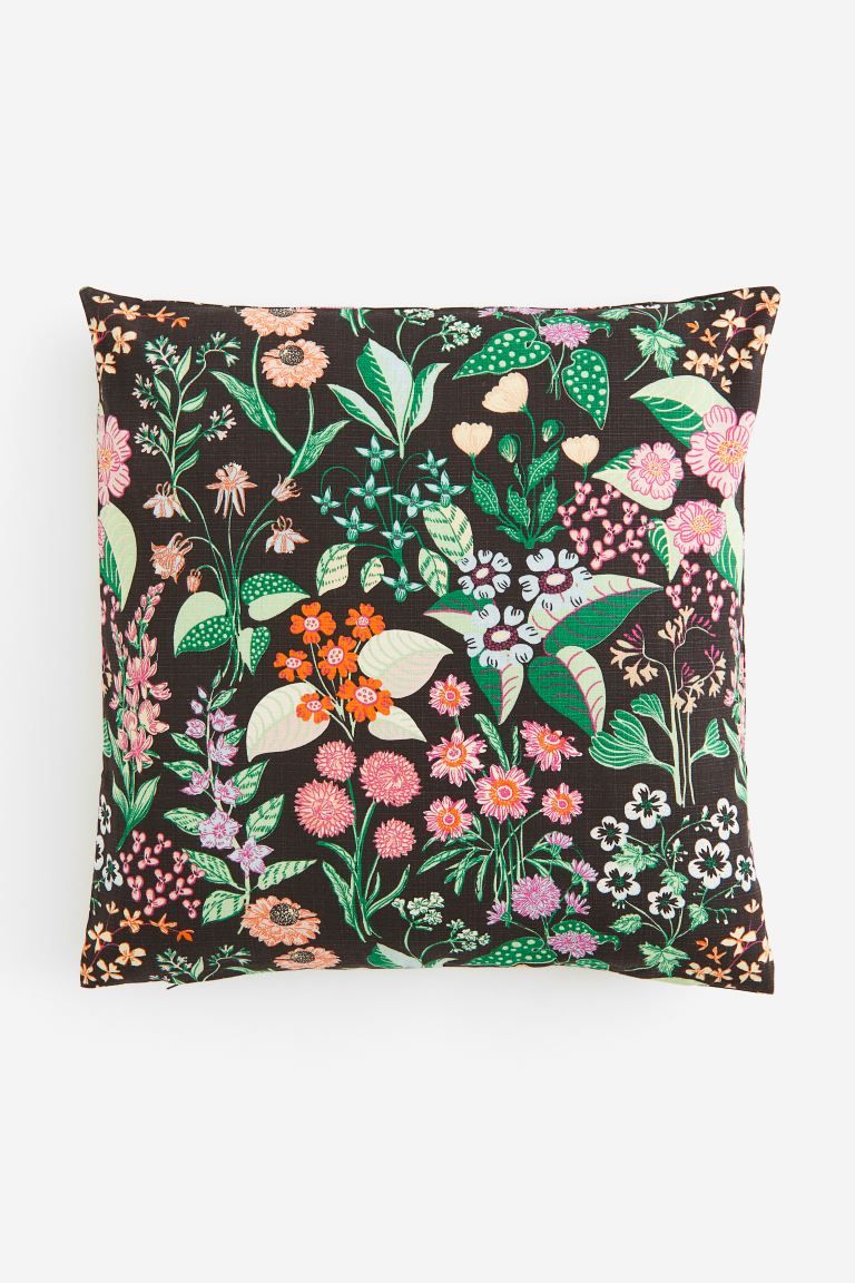 Patterned Cushion Cover - Dark gray/floral - Home All | H&M US | H&M (US + CA)