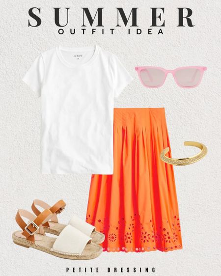 Summer outfit // summer outfit idea // summer outfit inspiration // skirt // petite skirt // top // t-shirt // sunglasses // sandals // bracelet

#LTKsalealert #LTKFind #LTKstyletip