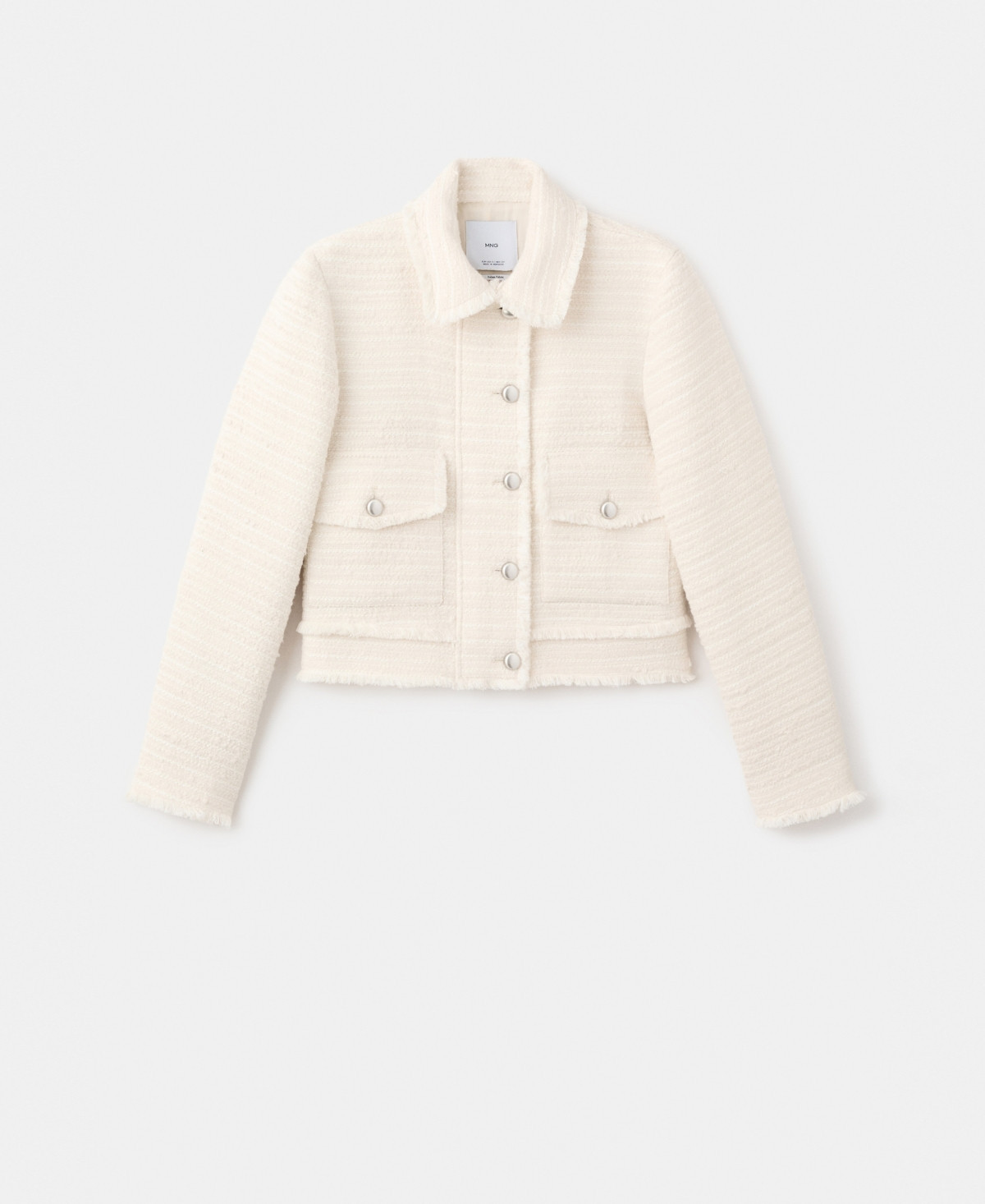 Mango Women's Notched Lapel Collar Tweed Jacket - Ecru | Macy's
