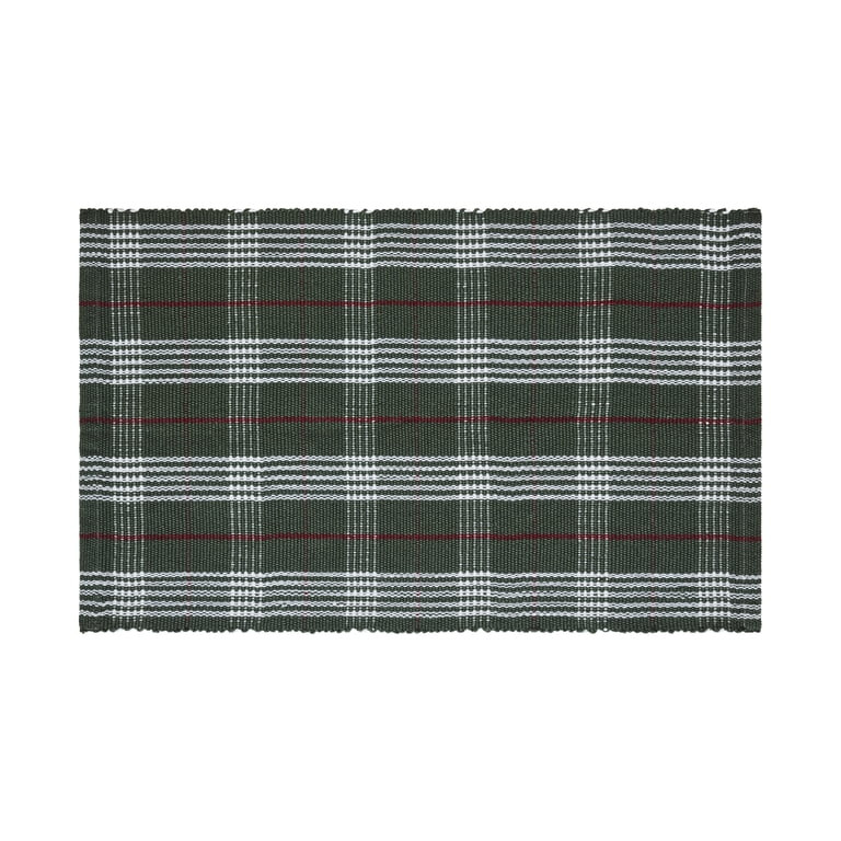 My Texas House Green Holiday Plaid Indoor/Outdoor Layering Christmas Rug, 24" x 38" | Walmart (US)