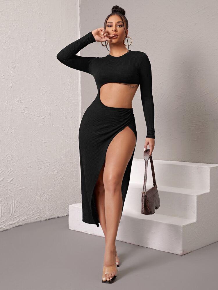 SHEIN SXY Cutout Detail Split Thigh Dress | SHEIN