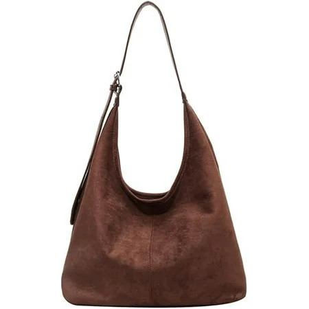 Brown Suede Purse Faux Suede Tote Bag Leather Hobo Bags for Women Slouchy Hobo Bag Fall Purse Shoulder Bag | Walmart (US)