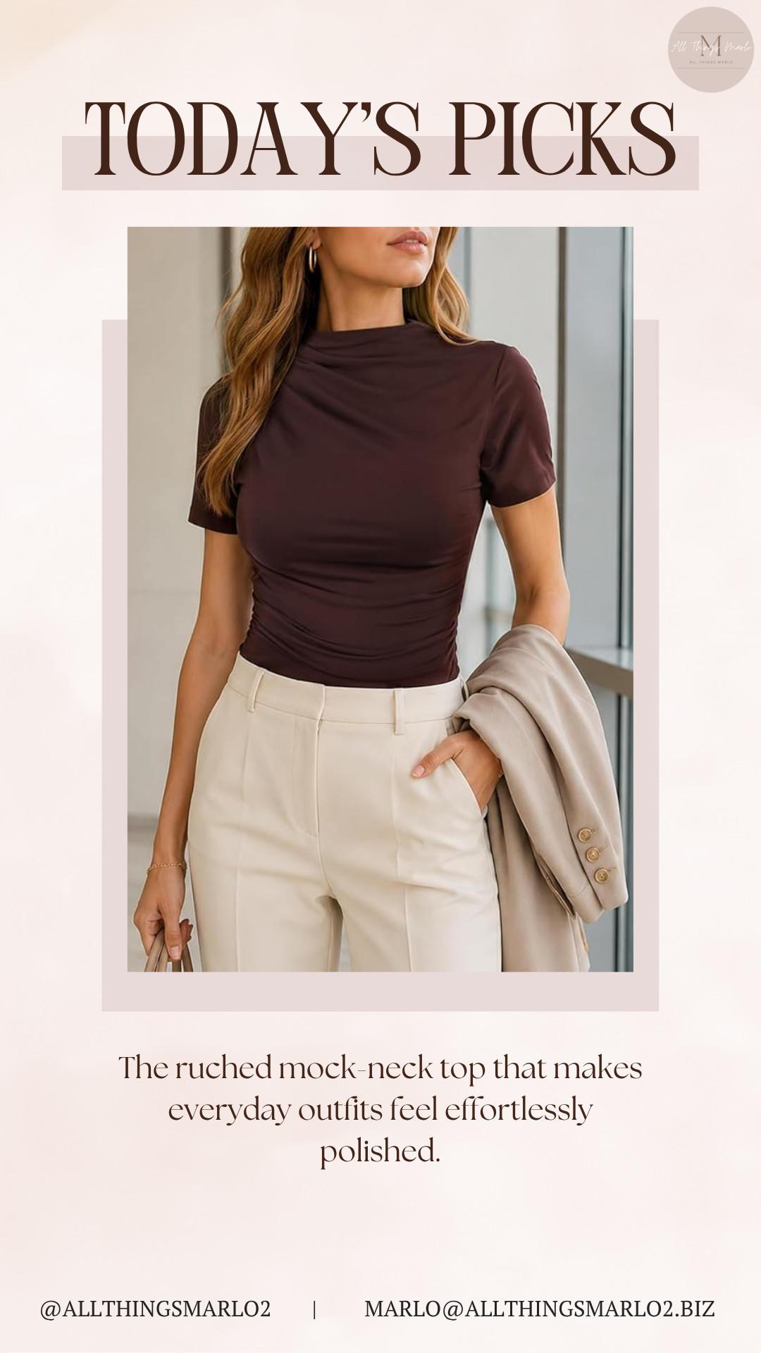 The ruched mock-neck top that makes everyday outfits feel effortlessly polished. 

 #LTKSeasonal #LTKWorkwear #LTKTravel