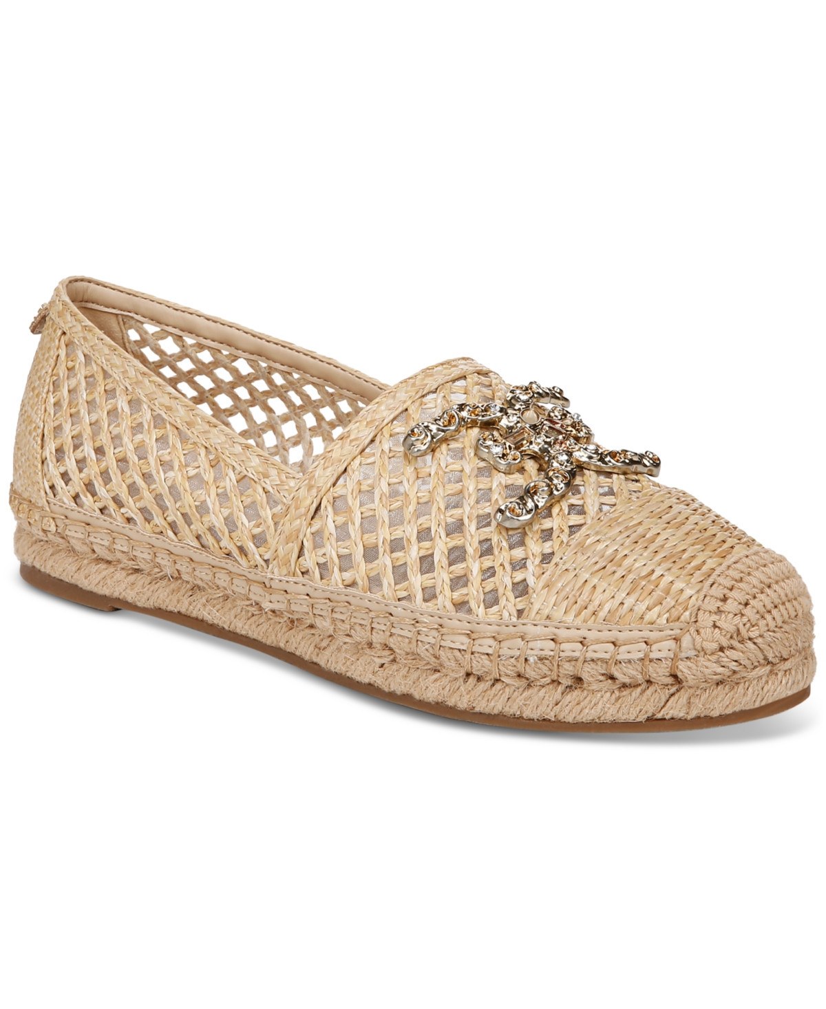 Sam Edelman Women's Khiara Emblem Embellished Espadrille Flats - Dark Natural | Macy's