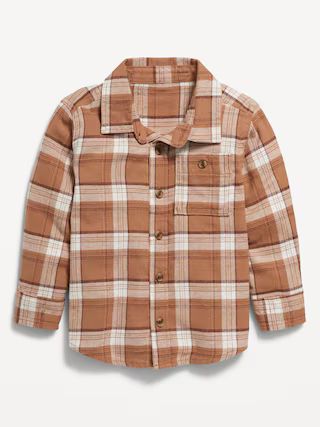 Cozy Long-Sleeve Plaid Pocket Shirt for Toddler Boys | Old Navy (US)