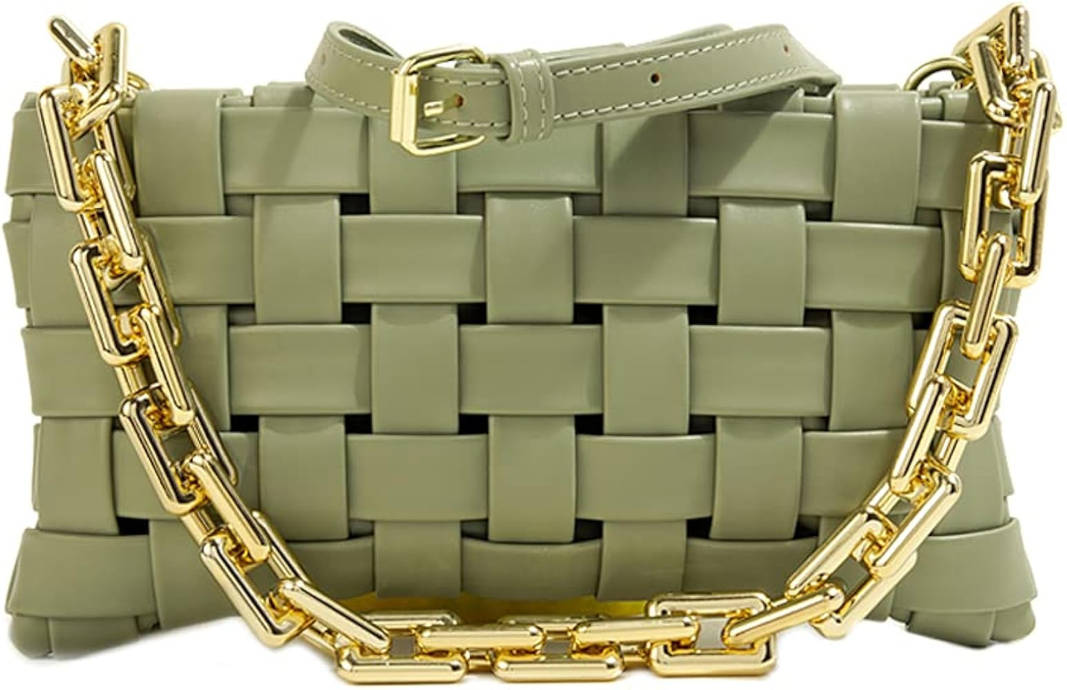 Women Woven Crossbody Evening Small Handbag Braided Shoulder Bag Weave Purse with Chain Messenger Ba | Amazon (US)