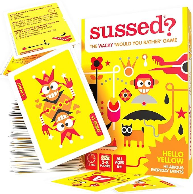 SUSSED The Wacky ‘Would You Rather’ Card Game - Fun Family Travel Gift - Hello Yellow Deck: 2... | Amazon (US)