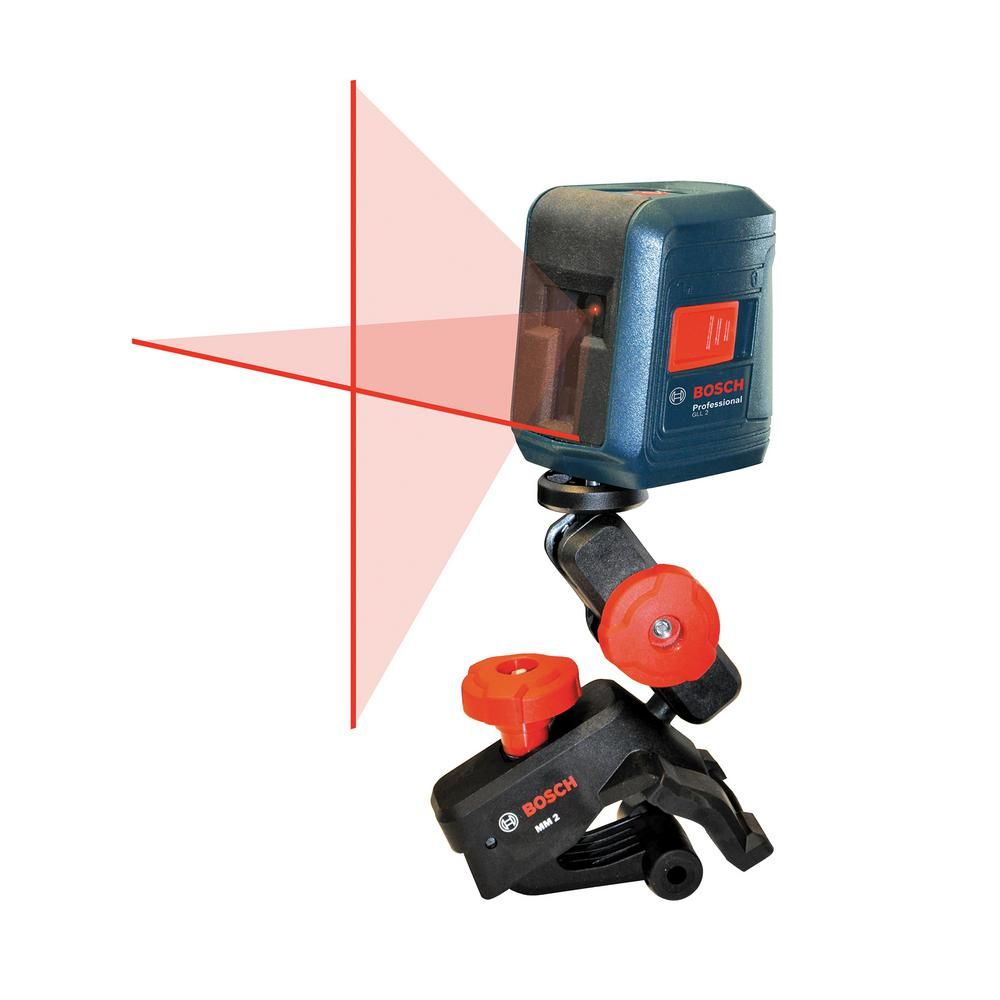 Bosch 30 ft. Self Leveling Cross Line Laser Level with Clamping Mount-GLL 2 - The Home Depot | The Home Depot