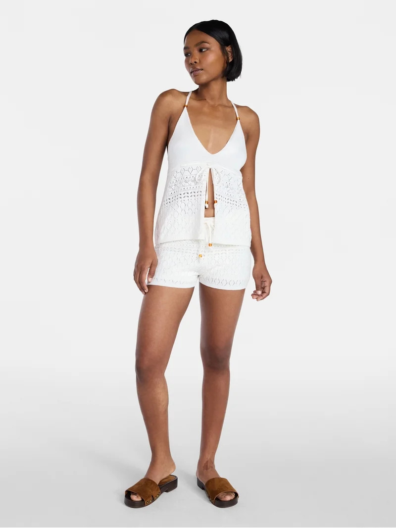No Boundaries Cami Top with Beads and Shorts Set, 2-Piece, Women's XXS-XXL | Walmart (US)