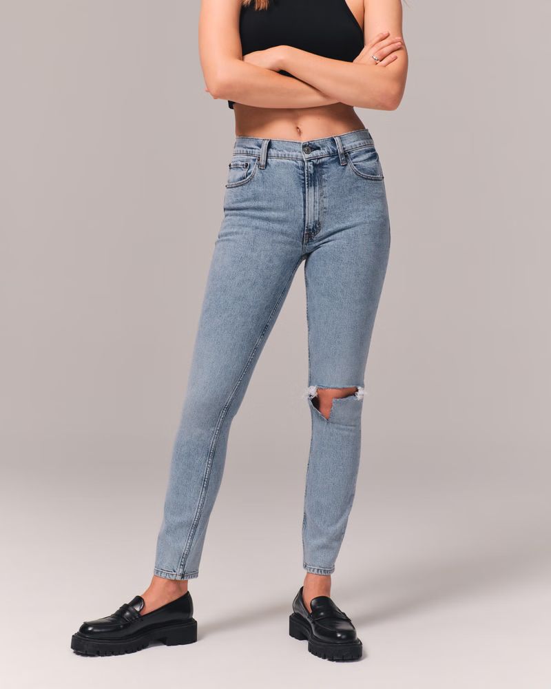 Women's High Rise Skinny Jean | Women's Bottoms | Abercrombie.com | Abercrombie & Fitch (US)