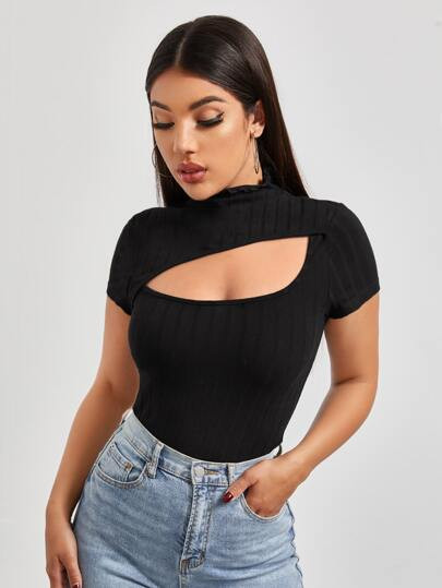 SHEIN EZwear Cutout Detail Solid Tee4.94(1000+) | SHEIN