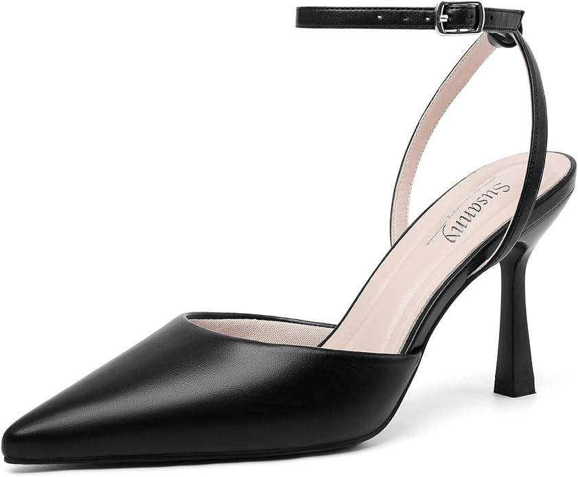 Susanny Heels for Women Stiletto Closed Pointed Toe Backless Dress Shoes High Heels Sexy Kitten P... | Amazon (US)