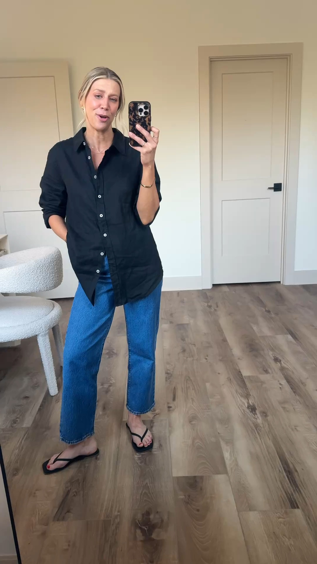 Wearing large linen shirt (sized up two for extra oversized/relaxed), 26 jeans (27 inseam), sandals tts 

#LTKOver40 #LTKgrwm #LTKootd