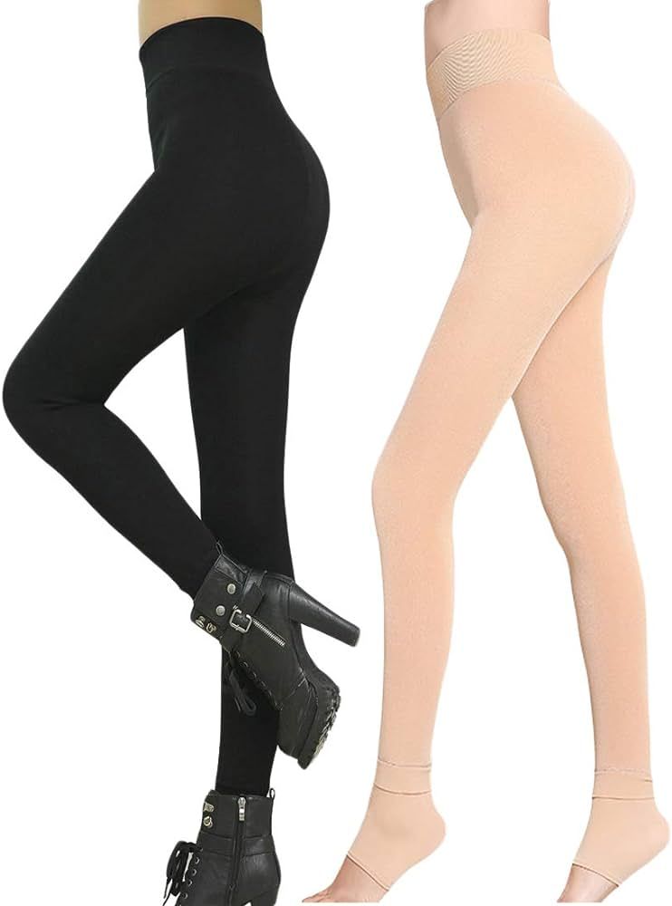 Romastory Winter Warm Leggings Women Elastic Thermal Legging Pants Fleece Lined Thick Tights | Amazon (US)