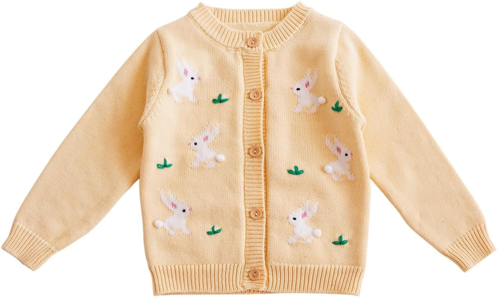 Baby Girls Knitted Cardigan Sweater Crewneck Knit Crochet Button Closure Cardigan Tops Coat Outwe... | Amazon (US)