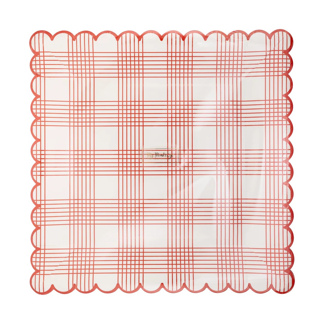 Red Stripe Checked Paper Plate | My Mind's Eye