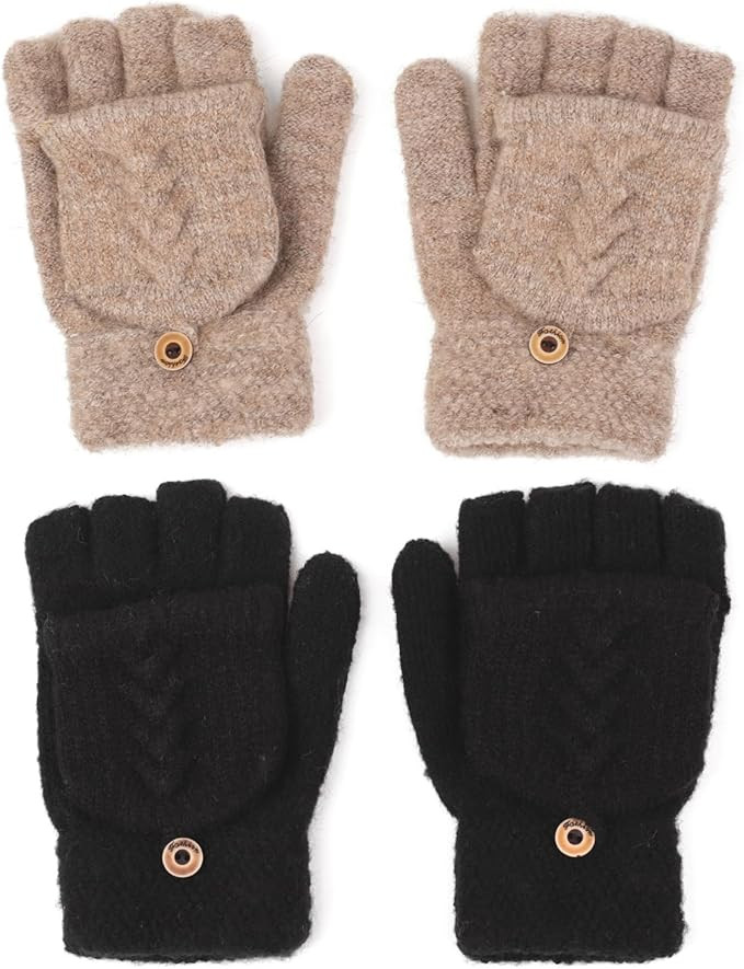 Flammi Women's Warm Knitted Fingerless Gloves Convertible Mittens | Amazon (US)