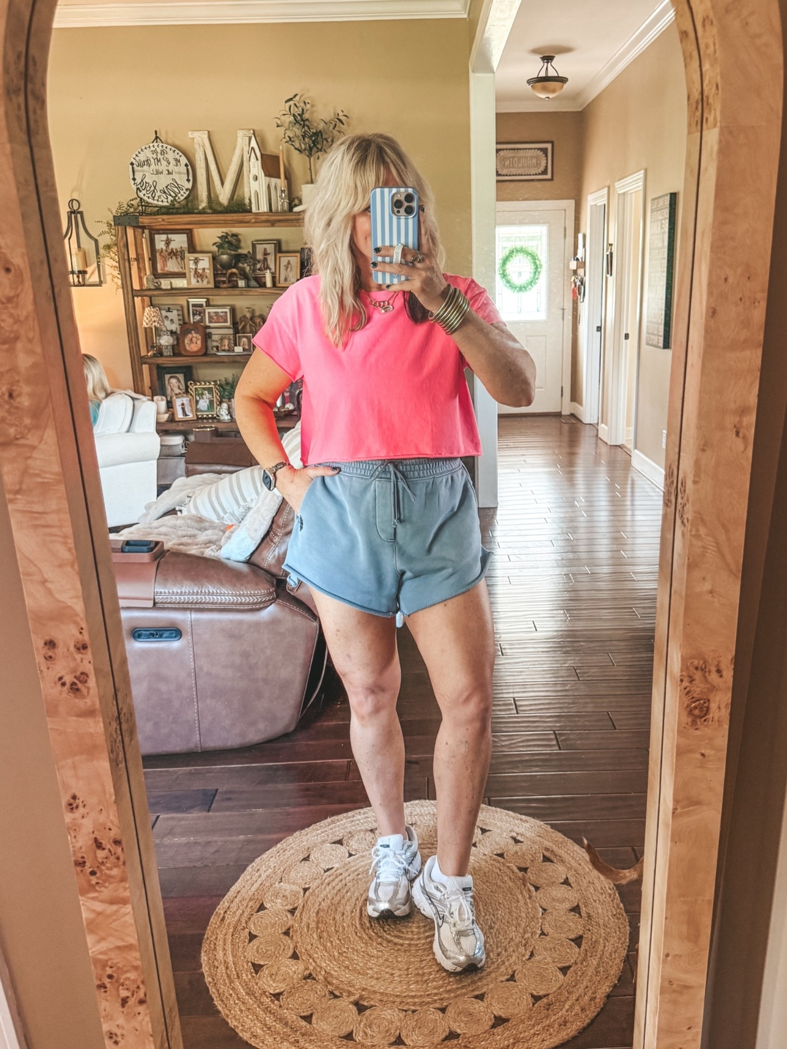 My travel fit and so comfy! I sized up to a large in this tee for more length and I’m wearing my true size in shorts.

#LTKootd #LTKgrwm #LTKOver40