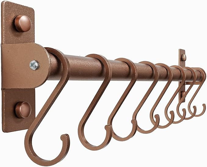 Dseap Kitchen Utensil Holder Hanger, Pot and Pan Rack Wall Mounted, Kitchen Rail with 8 Hooks for... | Amazon (US)