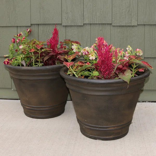 Pepinn 20" x 20" x 14.75" Round Sable Polyresin Outdoor Planter Pot | Wayfair North America