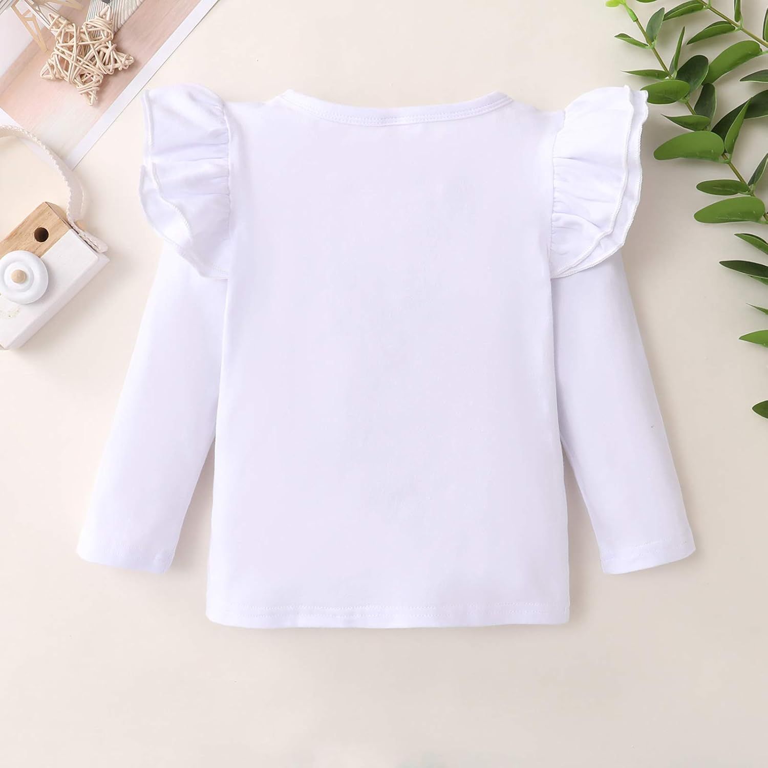 ZFZDRen Toddler Baby Girls T Shirt Solid Color Blouse Ruffle Top Cotton Basic Tees Plain Shirt | Amazon (US)