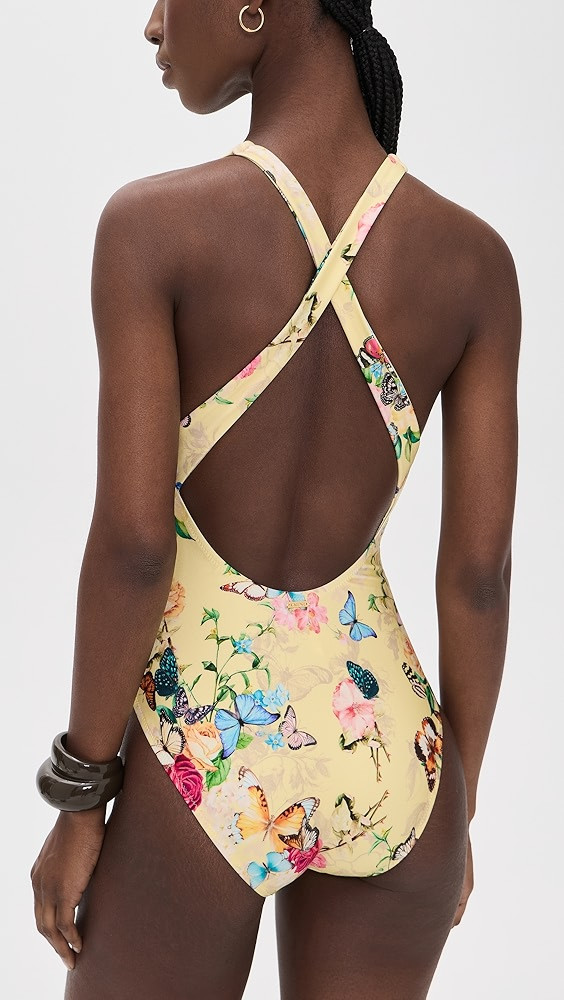 Lisa Garden Butterflies Plunge One Piece | Shopbop