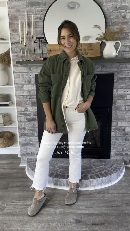 Sharing 30 days of comfy and casual spring transitional outfits and I know you’ll just love them! This button up top is from my resort wear series! Love wearing it with jeans too. 

SIZING
• wearing a M in my top
• wearing a S in the jacket
• wearing my regular size in my Boston Birkenstock clogs

The perfect mom outfit, spring outfit idea, mom outfit idea, casual outfit idea, spring outfit, Amazon outfit, style over 30, layered outfit idea, Birkenstock outfit ide

#momoutfit #momoutfits #dailyoutfits #dailyoutfitinspo #whattoweartoday #casualoutfitsdaily #momstyleinspo #styleover30 #birkenstockboston 
#springoutfits #springoutfitinspo #casualoutfitideas #momstyleinspo #pinterestinspired #pinterestfashion #founditonamazon #amazonfashionfinds 

#LTKfindsunder100 #LTKSeasonal #LTKfindsunder50