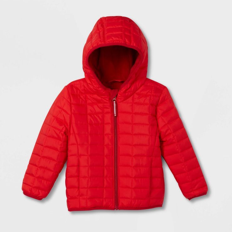 Toddler Long Sleeve Puffer Jacket - Cat & Jack™ Red | Target