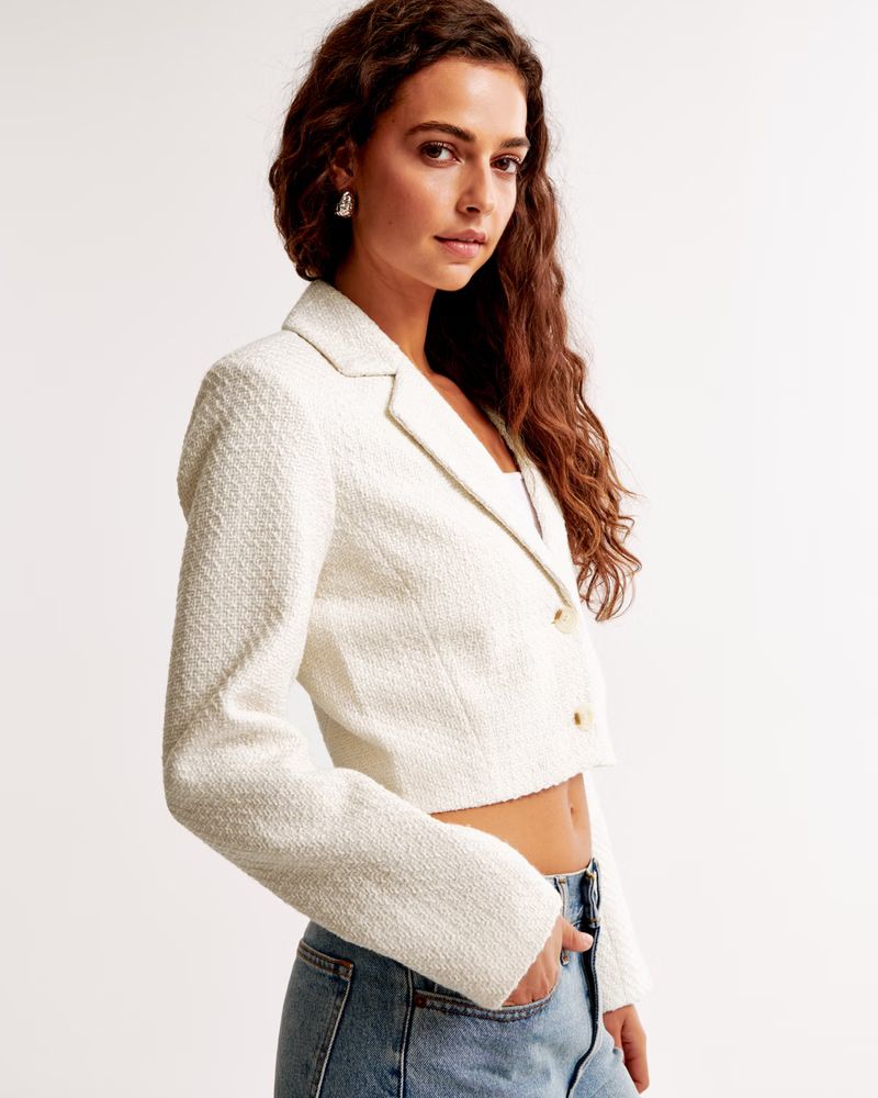 Cropped Tweed Blazer | Abercrombie & Fitch (US)