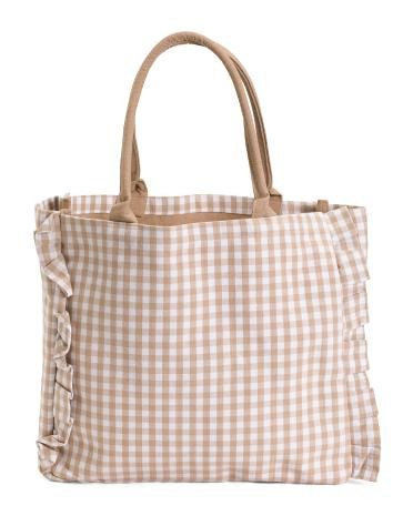 isa gingham tote bag | TJ Maxx