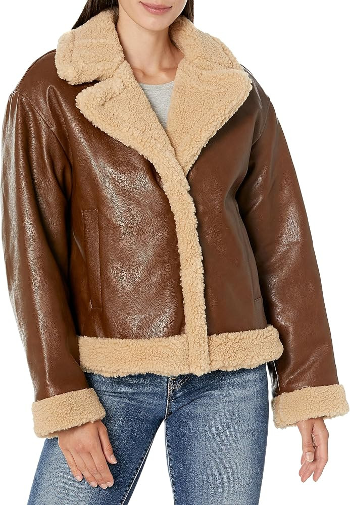 Levi's Womens Faux Leather Sherpa Lined Moto Jacket | Amazon (US)