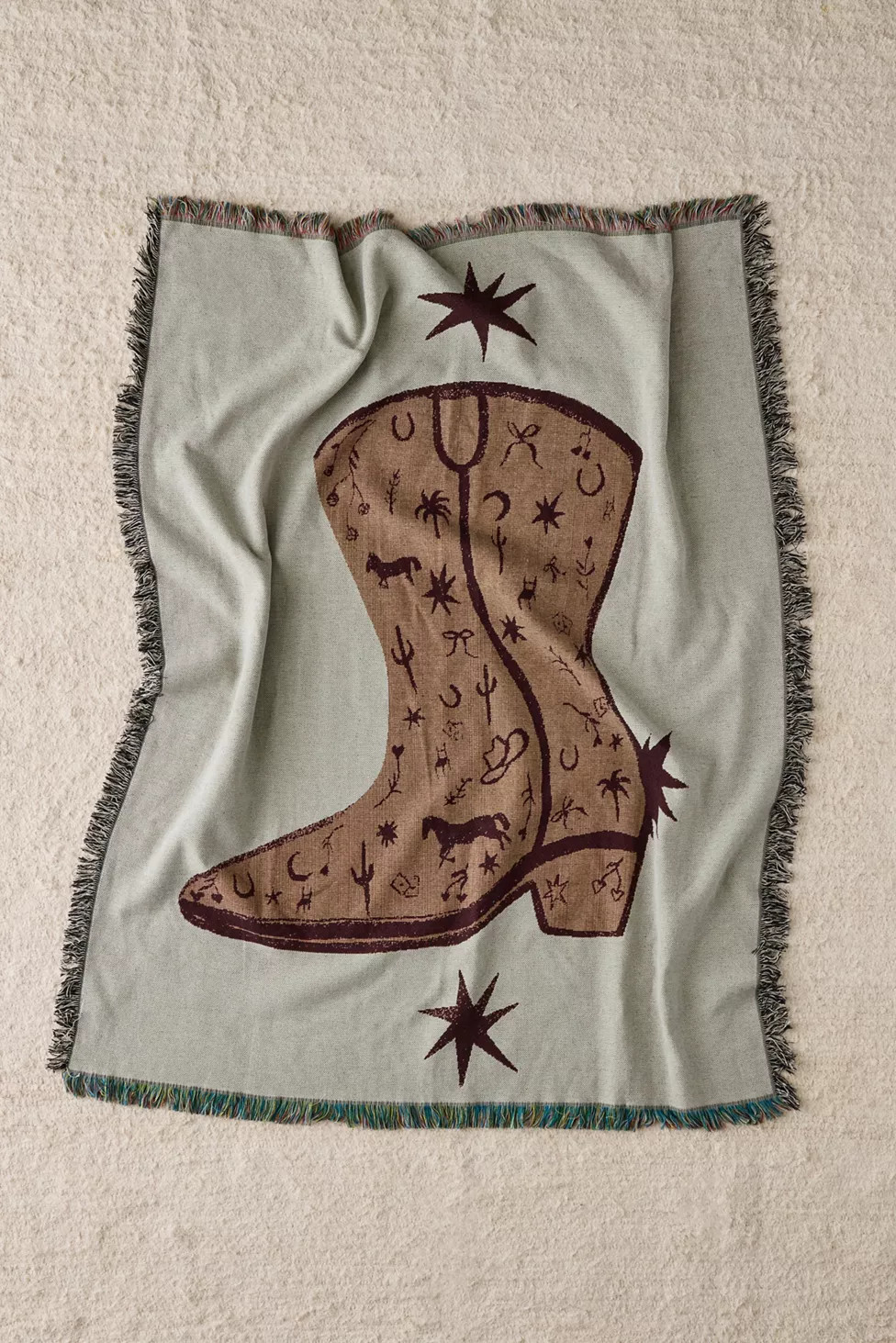 Tuft Luck UO Exclusive Doodle Boot Tapestry Throw Blanket | Urban Outfitters (US and RoW)