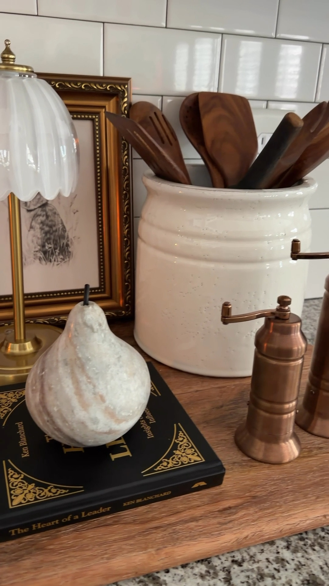 
I love my kitchen counters to feel styled without taking up too much space. This is such a simple way to make them look pretty while still keeping them functional too.