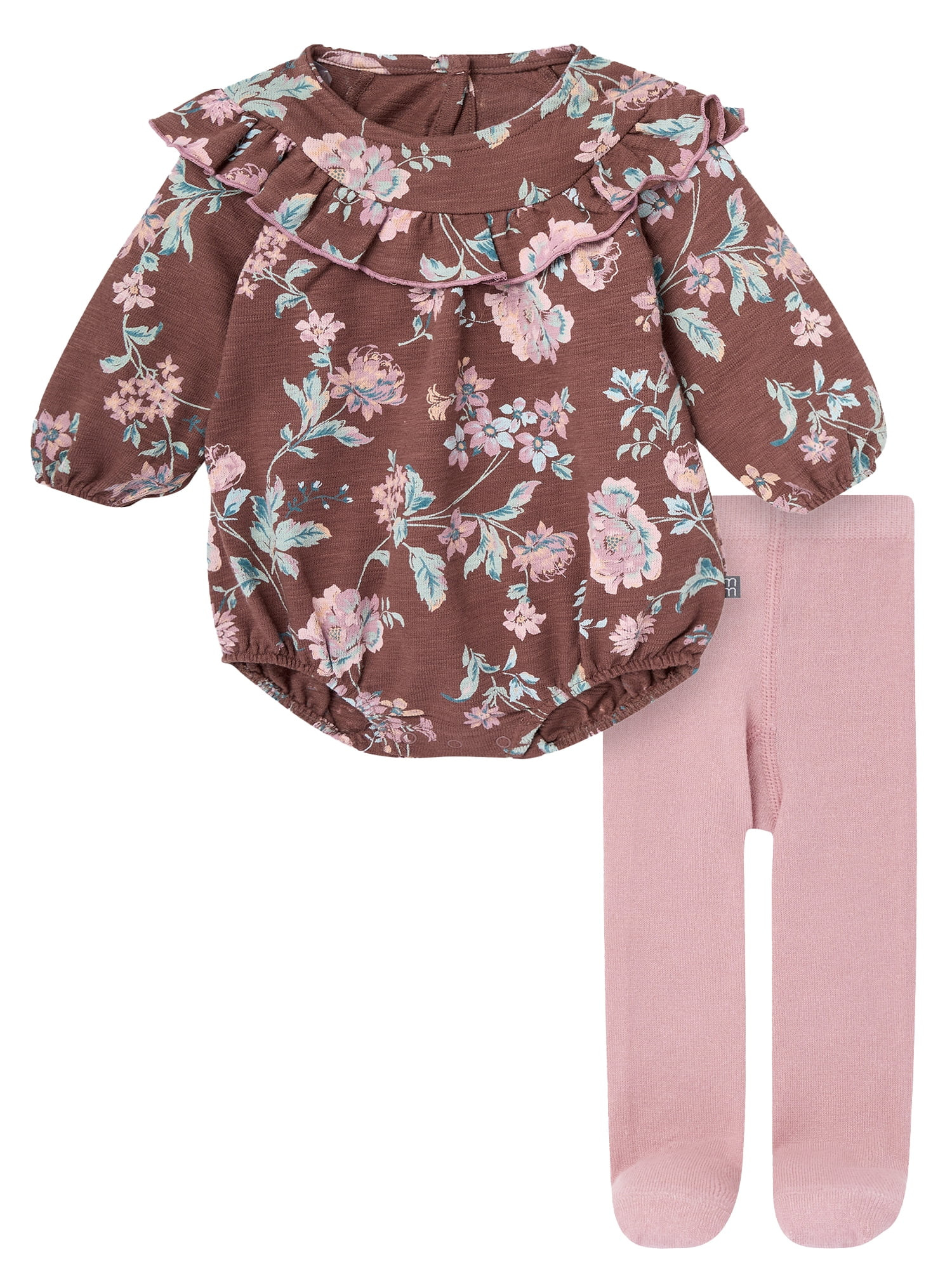 Modern Moments by Gerber Baby Girl Bubble Romper and Tights Outfit Set, 2-Piece, Sizes 0/3 Months... | Walmart (US)