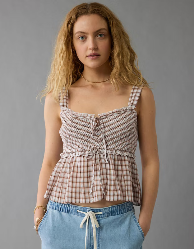 AE Smocked Babydoll Shirt | American Eagle Outfitters (US & CA)