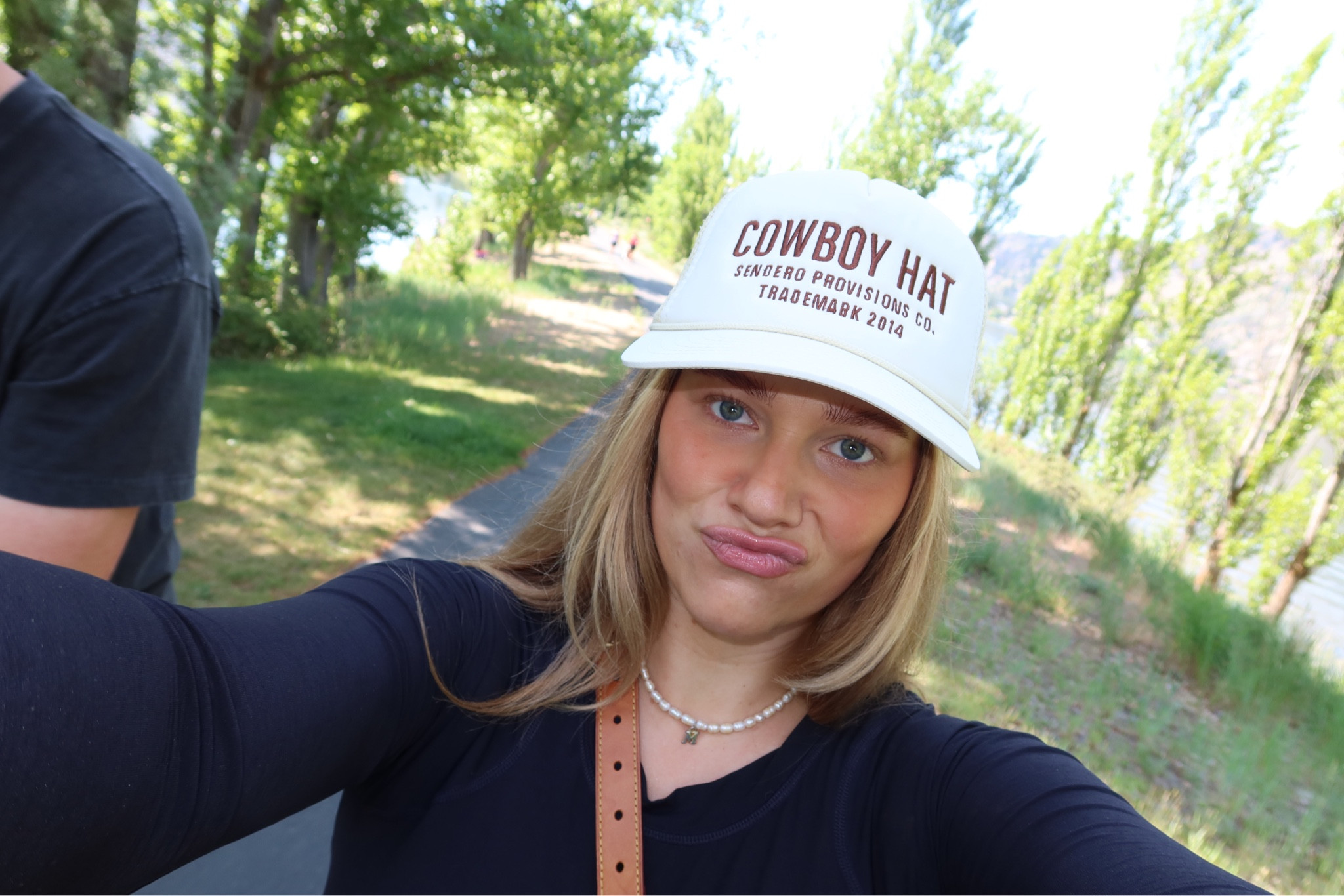 Long sleeve workout shirt: M
Align bike shorts: tts 8
Cowboy hat trucker hat
Etsy pearl necklace 