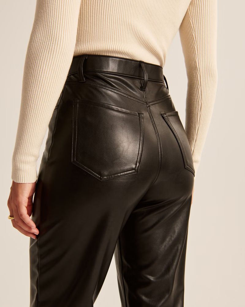 Curve Love Vegan Leather Ankle Straight Pants | Abercrombie & Fitch (US)