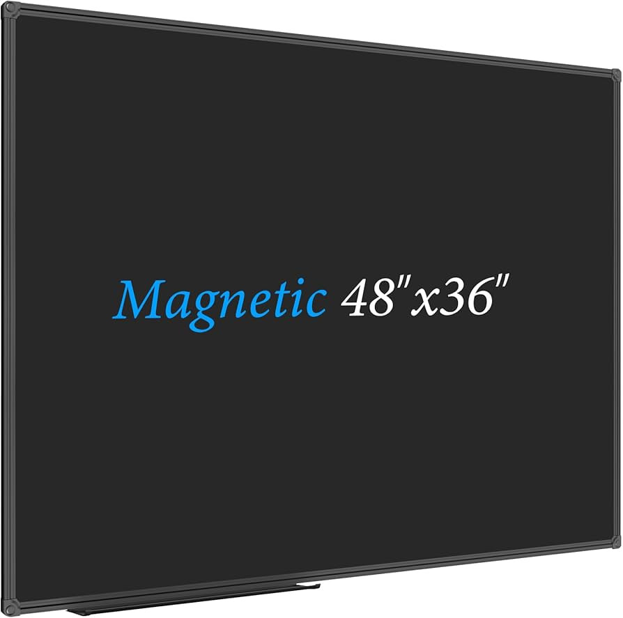 JILoffice Magnetic Black Chalkboard/Black Board 48 x 36 Inch, Black Aluminum Frame Board with Mar... | Amazon (US)