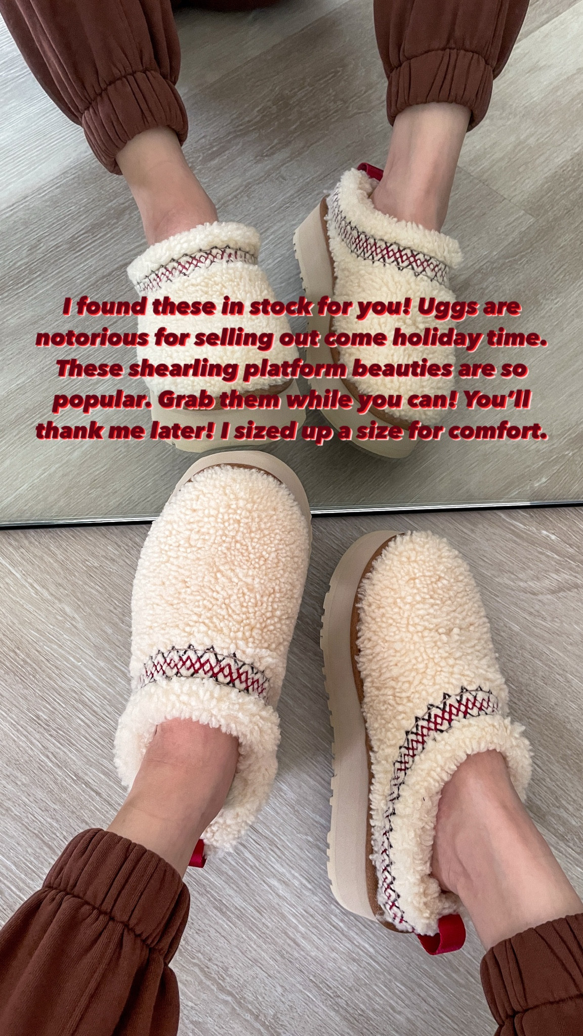 Uggs are notorious for selling out come holiday time. These shearling platform beauties are so popular. I am loving the new colors this year. Grab them while you can! You’ll thank me later! I sized up a size for comfort. Would make a cozy holiday gift! 🎁 

Ugg, Ugg Tazz platform slippers, platform ugg, gift ideas, gift ideas for her, gift guide, The Stylizt 




#LTKSeasonal #LTKGiftGuide #LTKHoliday