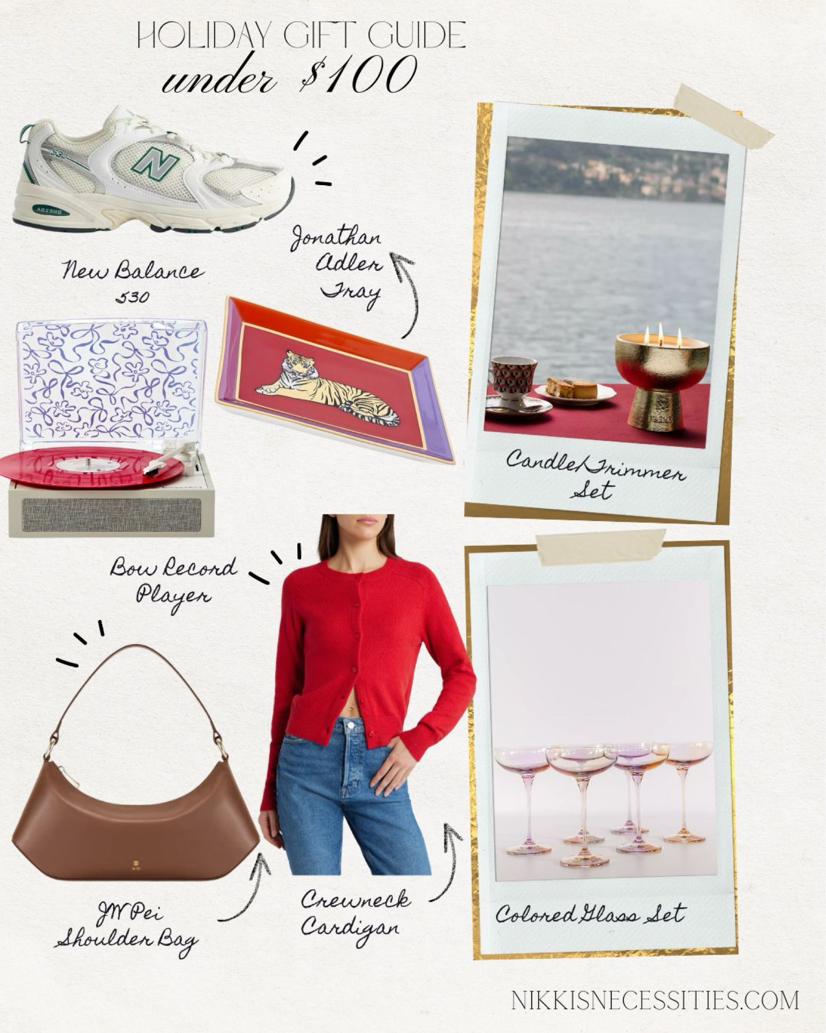 Gift guides 
Holiday gift guide 
Gifts for her 
New balance sneakers 
Red cardigan 
Anthropologie 
Pink martini glasses 
Record player 
Gifts for women 
James Adler trey 
Tiger trey 
Nude purse 
Camel purse purse under $100 
Gifts under $100 
Amazon finds Holiday must
Nordstrom finds 
Saks finds 

#LTKGiftGuide #LTKHoliday #LTKFindsUnder100