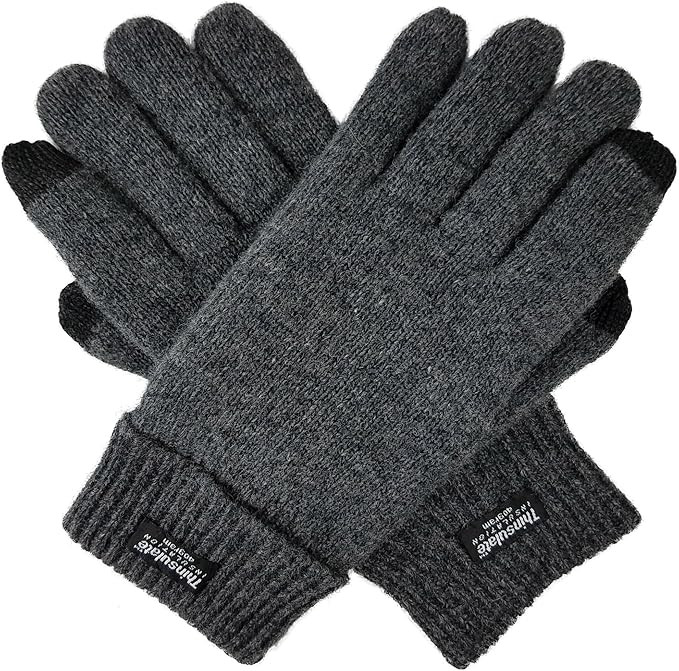 Bruceriver Men's Pure Wool Knitted Gloves with Thinsulate Lining | Amazon (US)